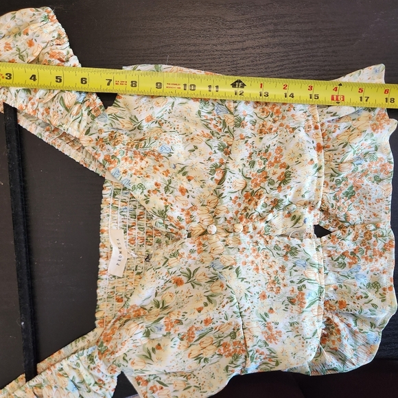 Promesa Meadow Bright Ruffle Floral Crop Top New NWT Yellow Floral Fairycore - Picture 9 of 14